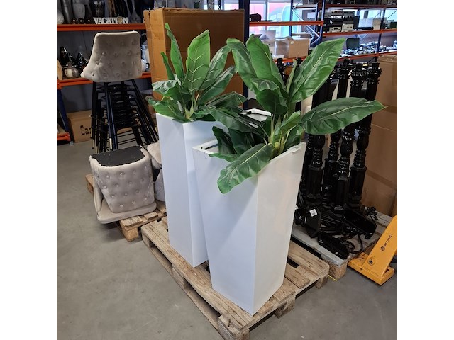 3x kunststof plantenbakken met 2 kunstplanten - afbeelding 2 van  4
