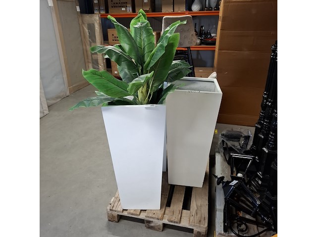 3x kunststof plantenbakken met 2 kunstplanten - afbeelding 3 van  4