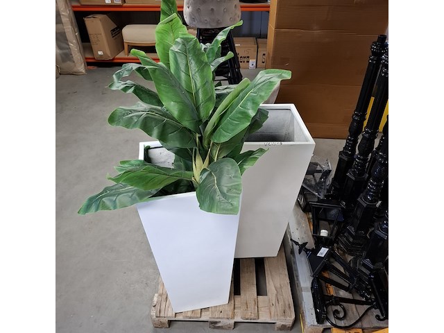 3x kunststof plantenbakken met 2 kunstplanten - afbeelding 4 van  4