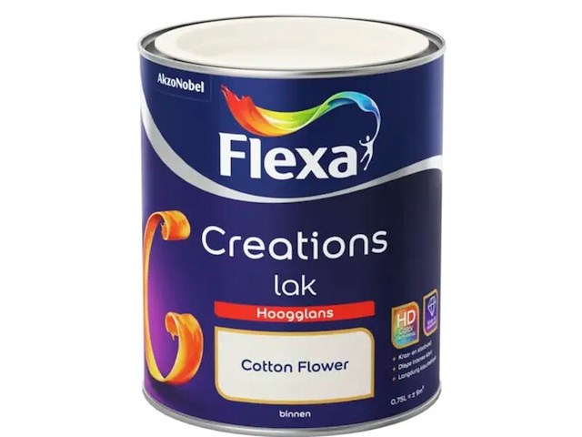 3x lak hoogglans flexa, creations, cotton flower, 750 ml - afbeelding 2 van  2