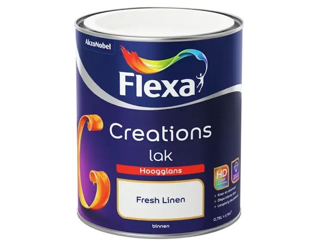 3x lak hoogglans flexa, creations, fresh linen, 750 ml - afbeelding 2 van  2