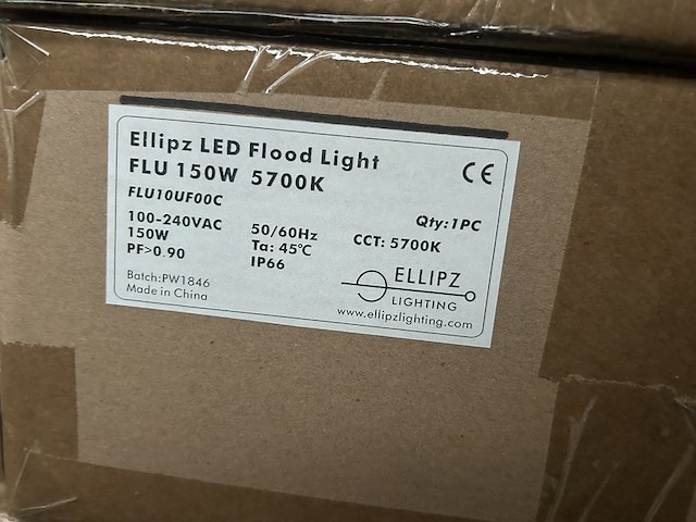 3x led flood light/bouwlamp 150w 5700k ip66 ellipz lighting - afbeelding 4 van  5