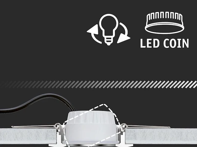 3x led-inbouwlamp ip44 rond 78 mm, paulmann, nova coin, wit mat - afbeelding 4 van  4