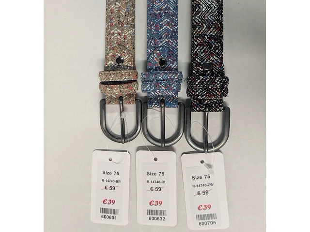 3x leren dames riemen – italiaans design sluis leder, multicolor - afbeelding 1 van  1