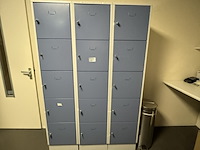 3x lockerkast en pedaalemmer, blauw/grijs - afbeelding 1 van  3