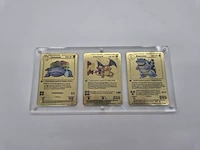 3x metalen venusaur, charizard en blastoise (base set) pokémon kaarten in acryl display - afbeelding 9 van  11