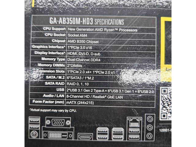 3x moederbord, gigabyte, ab350m-hd3 amd am4 b350 ddr4 - afbeelding 2 van  10