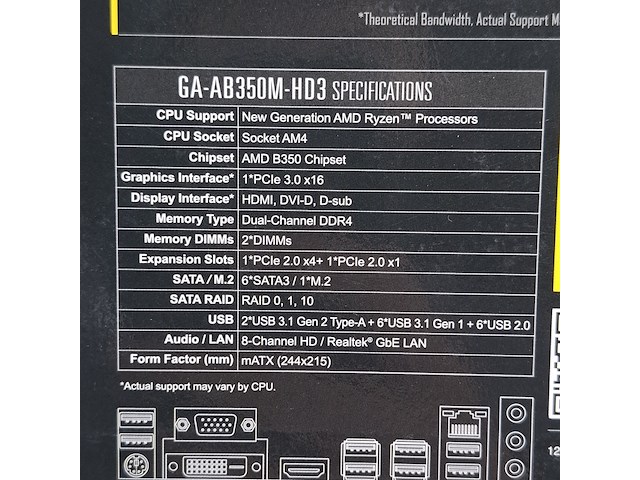 3x moederbord, gigabyte, ab350m-hd3 amd am4 b350 ddr4 - afbeelding 8 van  10