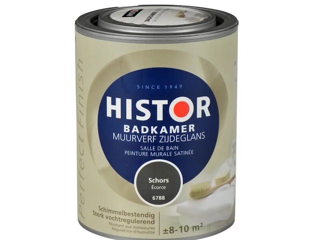 3x muurverf badkamer zijdeglans, histor, perfect finish, schors, 1l - afbeelding 1 van  2