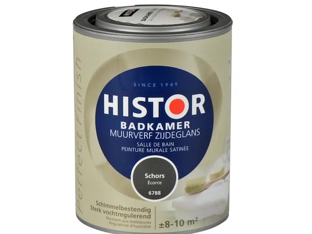 3x muurverf badkamer zijdeglans histor, perfect finish, schors, 1l - afbeelding 1 van  2