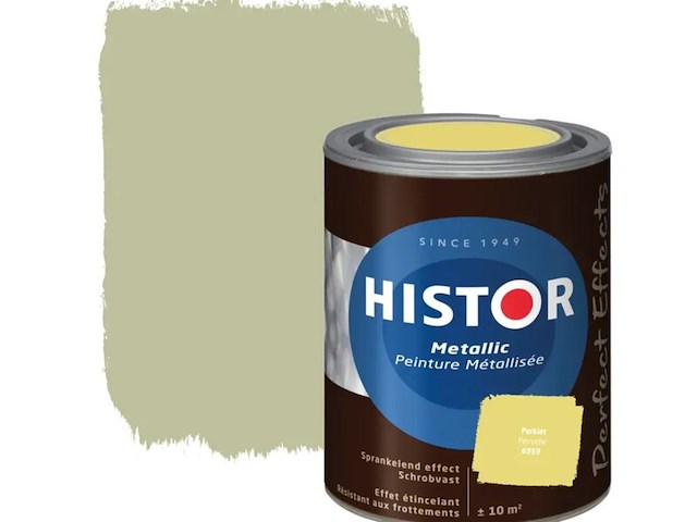 3x muurverf metallic 1 liter histor, perfect effects, parkiet - afbeelding 1 van  2