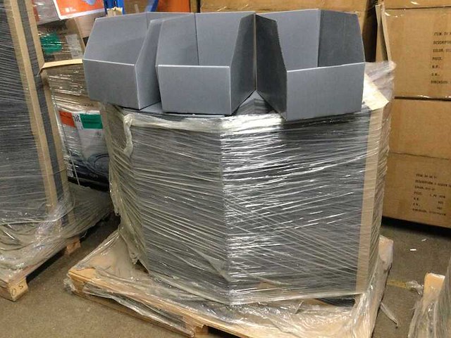 3x pallets met kartonnen magazijnbakken, antraciet - afbeelding 1 van  6