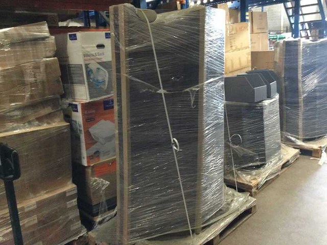 3x pallets met kartonnen magazijnbakken, antraciet - afbeelding 2 van  6
