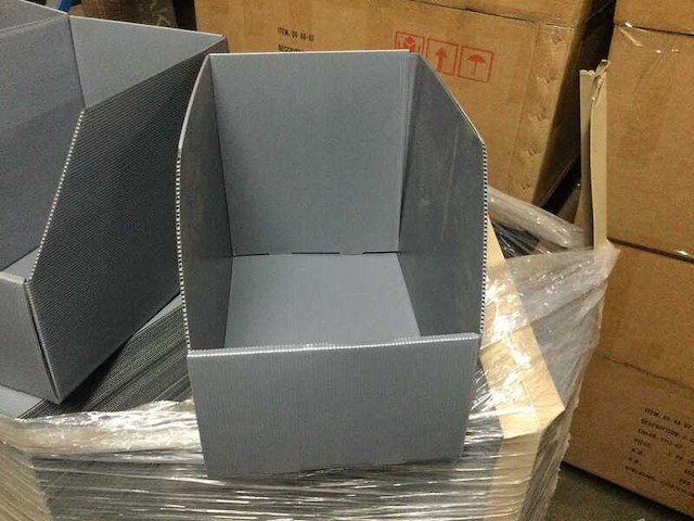 3x pallets met kartonnen magazijnbakken, antraciet - afbeelding 5 van  6