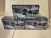 3x pannenset, marblex, 13-delig