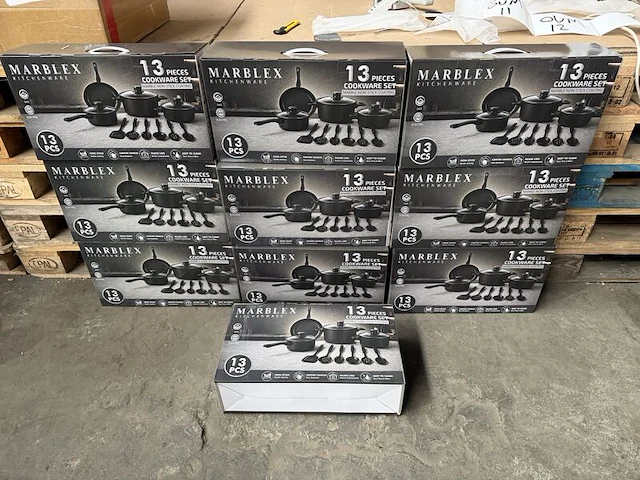 3x pannenset, marblex, 13-delig - afbeelding 3 van  3