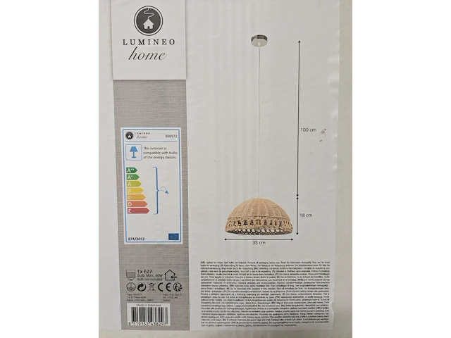 3x rieten hanglamp, lumineo, rond, 35 x 18 cm - afbeelding 3 van  3
