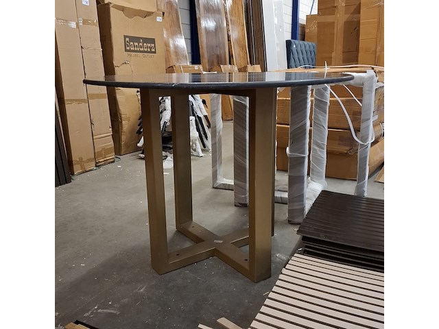 3x ronde eetkamertafel met marmerenblad zwart - afbeelding 2 van  5