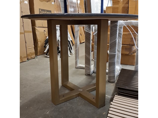 3x ronde eetkamertafel met marmerenblad zwart - afbeelding 3 van  5