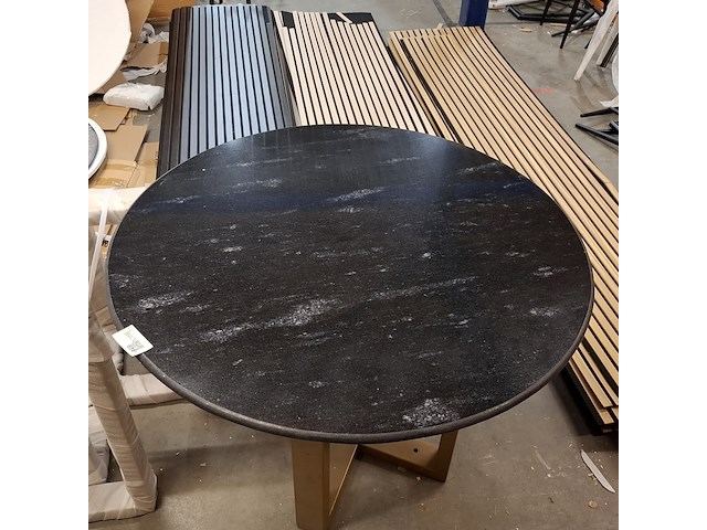 3x ronde eetkamertafel met marmerenblad zwart - afbeelding 4 van  5