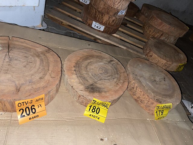 3x rosewood schijven, dikte 60-80mm, ø 400mm - afbeelding 1 van  2