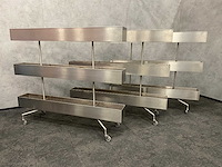 3x rvs verrijdbare divider/ plantenbak