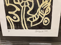 3x schilderijen, corneille etsen ingekleurd, pastel compositie - afbeelding 3 van  9