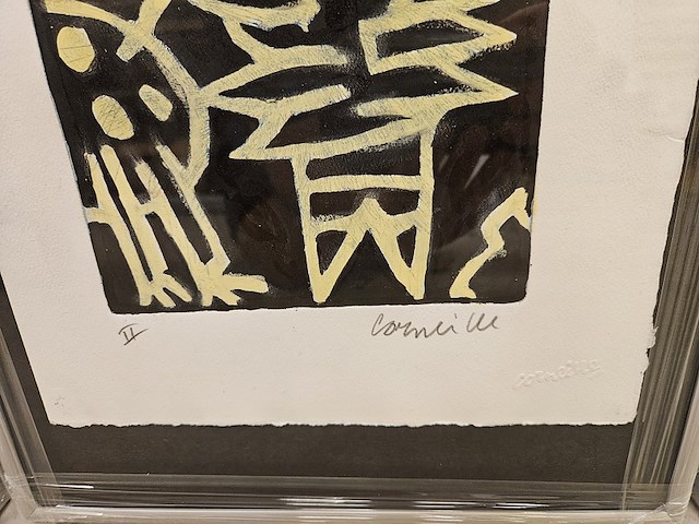 3x schilderijen, corneille etsen ingekleurd, pastel compositie - afbeelding 4 van  9