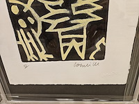 3x schilderijen, corneille etsen ingekleurd, pastel compositie - afbeelding 4 van  9