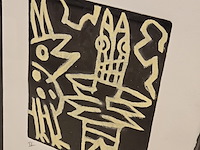 3x schilderijen, corneille etsen ingekleurd, pastel compositie - afbeelding 7 van  9