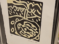 3x schilderijen, corneille etsen ingekleurd, pastel compositie - afbeelding 8 van  9