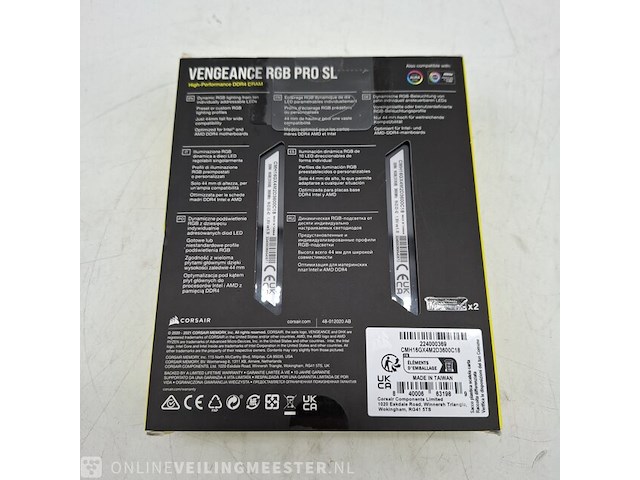 3x set a 2x geheugenkaart corsair, vengeance rgb pro sl 2x 8gb 3200mhz - afbeelding 4 van  6