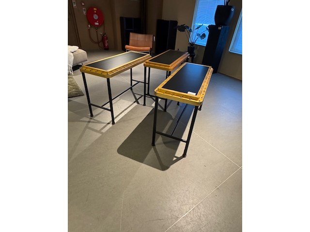 3x sidetable, leolux, ace console, zwart/goud - afbeelding 1 van  6