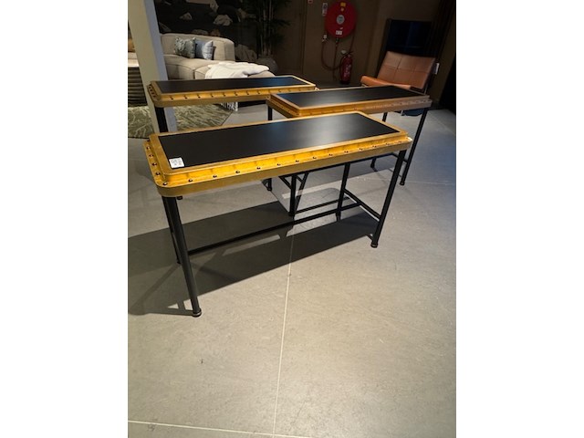 3x sidetable, leolux, ace console, zwart/goud - afbeelding 2 van  6