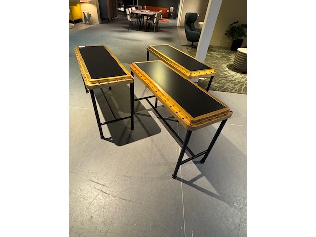 3x sidetable, leolux, ace console, zwart/goud - afbeelding 6 van  6