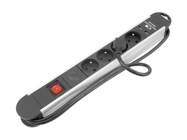 3x stekkerdoos 4-vouding met 2 usb-aansluitingen exin, 1,5 meter - afbeelding 1 van  2