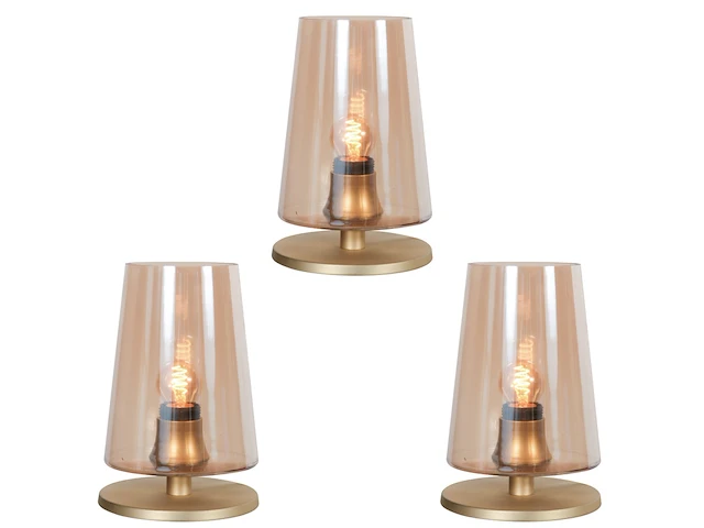 3x tafellamp e27 fitting touch on/off, steinhauer, ancilla 3103me, goud / messing, 2026 - afbeelding 1 van  5