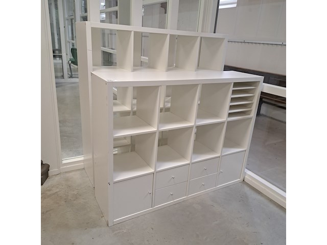 3x vakkenkast en 1x dossierladekast o.a. ikea, wit en zwart - afbeelding 1 van  5