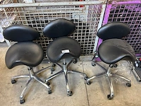 3x verrijdbare kruk met rugleuning