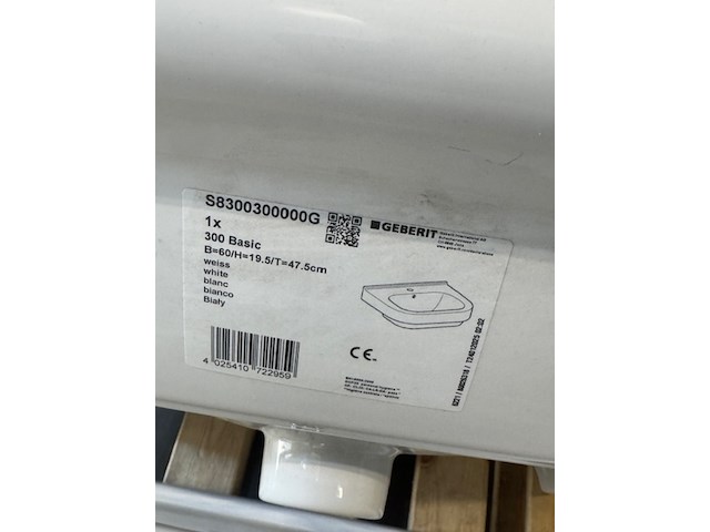 3x wastafel en 2x planchet geberit/wisa, basic 300, wit - afbeelding 3 van  4