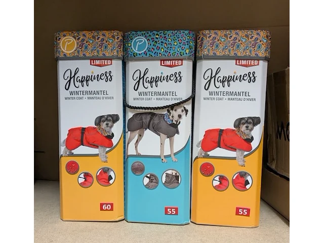 3x winterjassen grote honden, rood en grijs, 55 en 60 cm - afbeelding 1 van  1