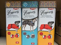3x winterjassen grote honden, rood en grijs, 55 en 60 cm