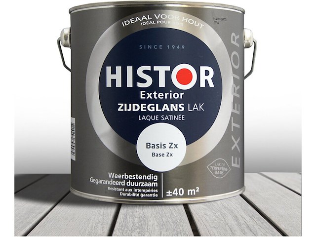 3x zijdeglans lak 2,5 liter histor, exterior, basis zx - afbeelding 1 van  2