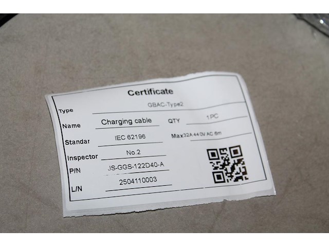 4 autolaadkabels / koppelkabels gbac - type 2. 6m 5x6mm2. - afbeelding 2 van  3