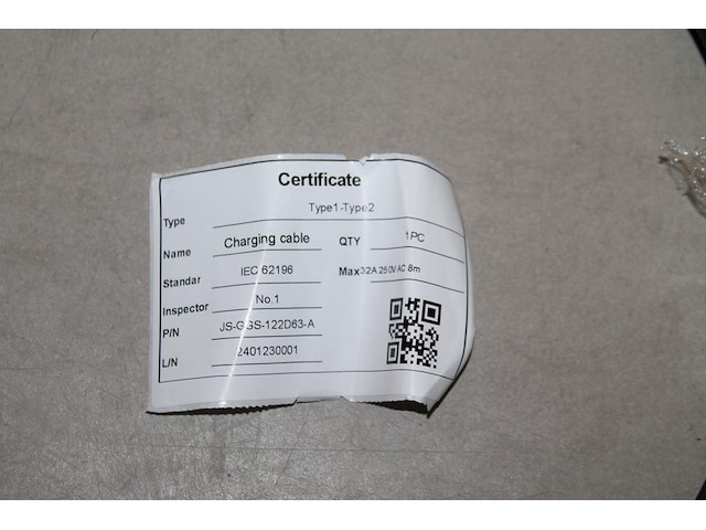 4 autolaadkabels / koppelkabels type 1 - type 2. 8m 3x6mm2. - afbeelding 3 van  4