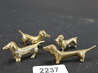 4 brons/koperen teckels - afbeelding 1 van  5