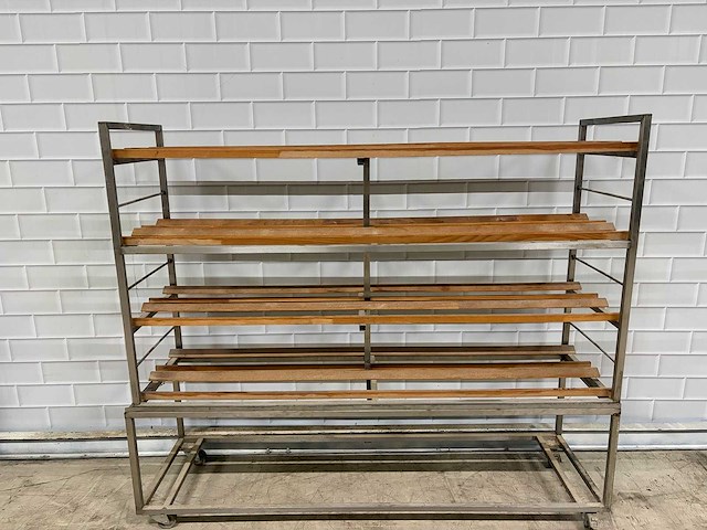 4 delige - afkoelwagen rvs / hout - afbeelding 1 van  4