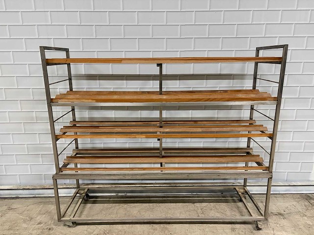 4 delige - afkoelwagen rvs / hout - afbeelding 2 van  4