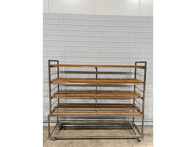 4 delige - afkoelwagen rvs / hout - afbeelding 3 van  4