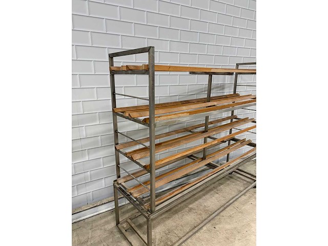 4 delige - afkoelwagen rvs / hout - afbeelding 4 van  4